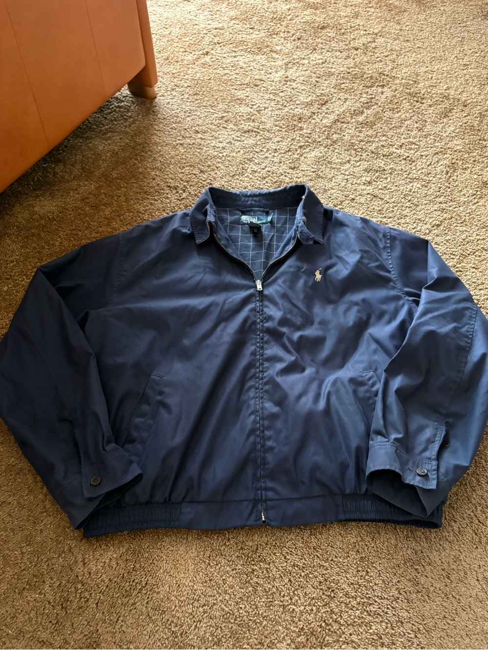 Polo Ralph Lauren Vintage Lined Blue Harrington  Jacket Mens XLarge